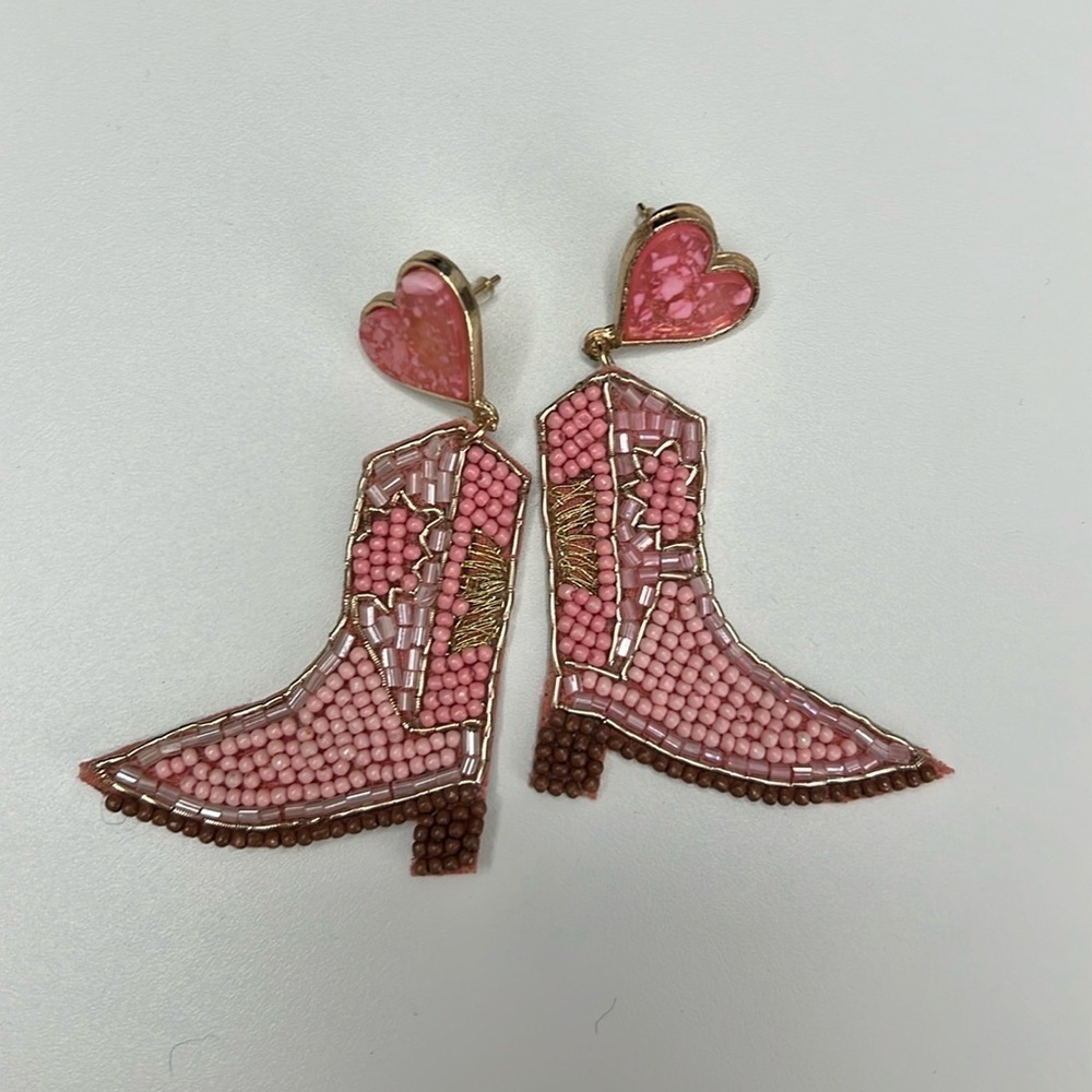 NWOT Cowgirl Boot Beaded Earrings‎